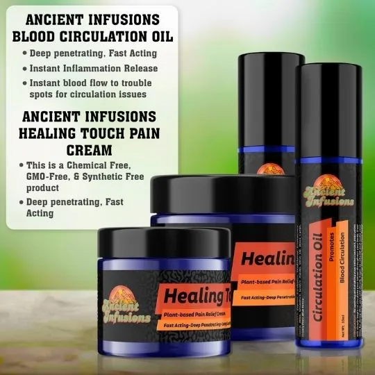 Ancient Infusions Healing Touch: Organic Natural Pain Relief Cream & Oil for Holistic Pain Relief