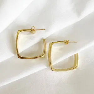 ARIES GEOMETRIC SQUARE HOOP EARRINGS | GOLD FILLED