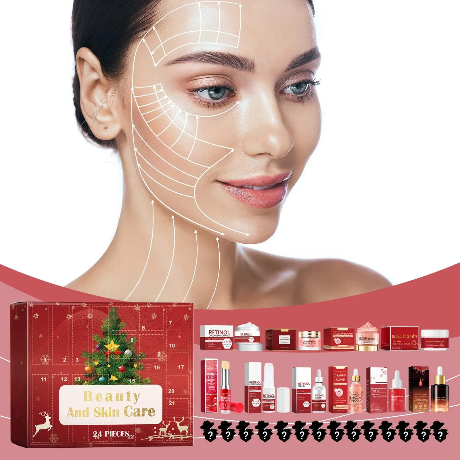 Beauty and Skin Care Advent Calendar 2024, Christmas Moisturizing and Hydrating 24 Set, Christmas Gifts Skincare Sets for Teen Girls and Women, Christmas Surprise Gift Box for Women