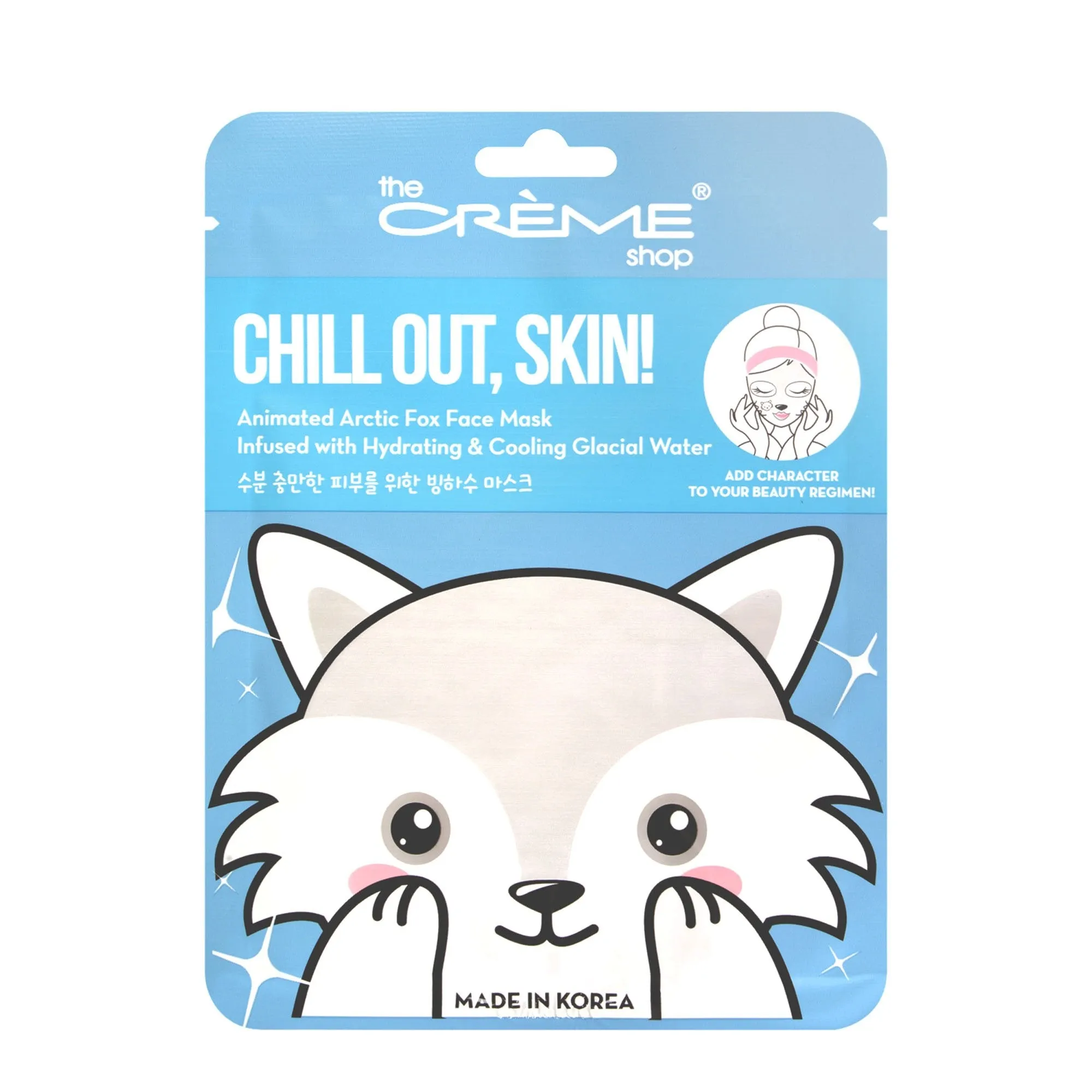 Chill Out, Skin! Animated Arctic Fox Face Mask - Hydrating & Cooling Glacial Water (Set of 12)