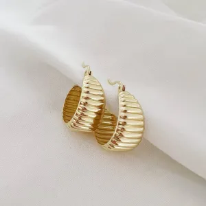 Riley Textured Dome Hoops Earrings Gold Filled